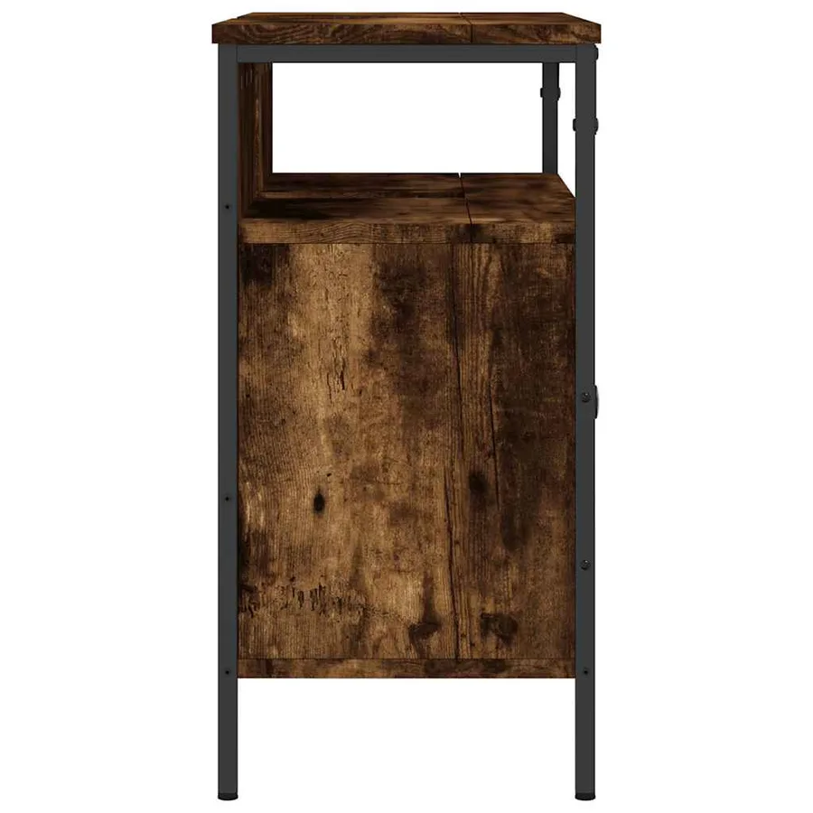 Armoire lavabo de salle de bain chêne fumé 80x30x60 cm - 7