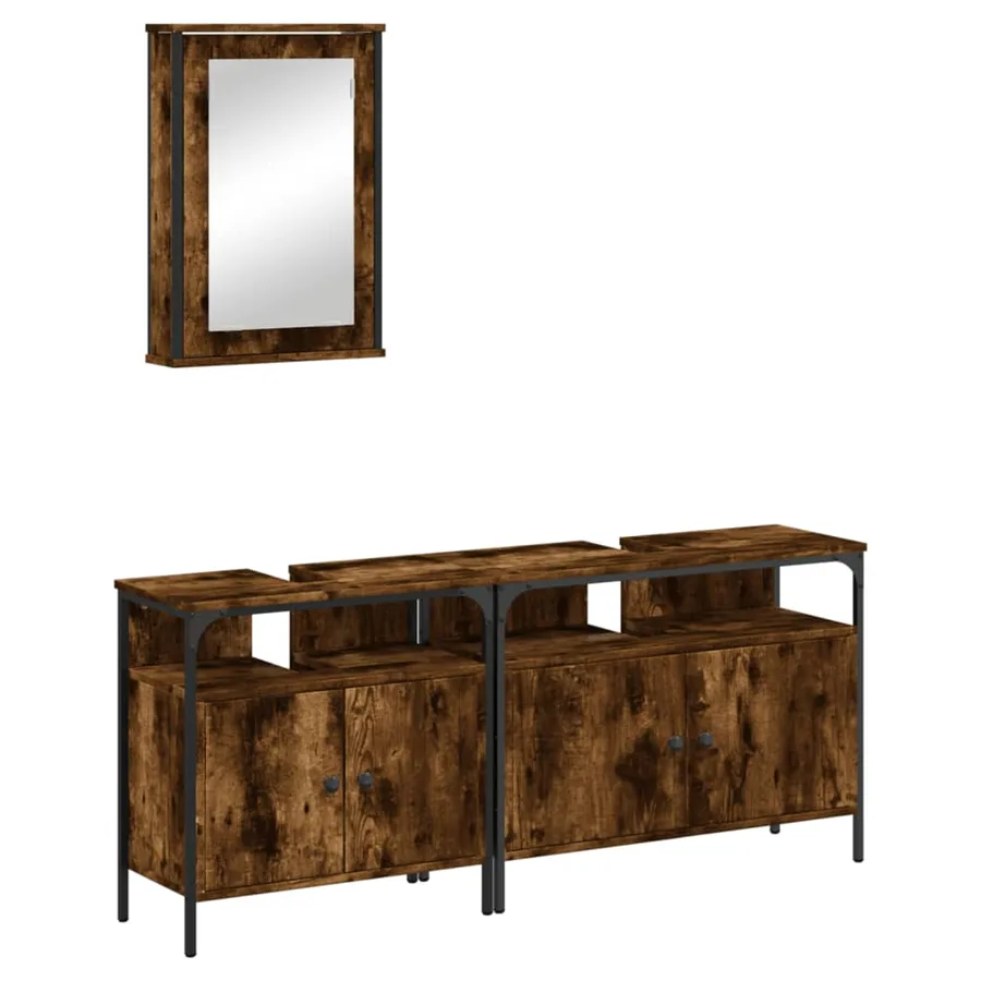 Ensemble de meubles de salle de bain 3 pcs Chêne fumé - 2