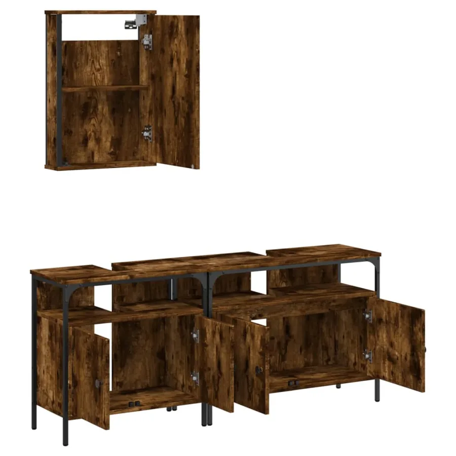 Ensemble de meubles de salle de bain 3 pcs Chêne fumé - 5