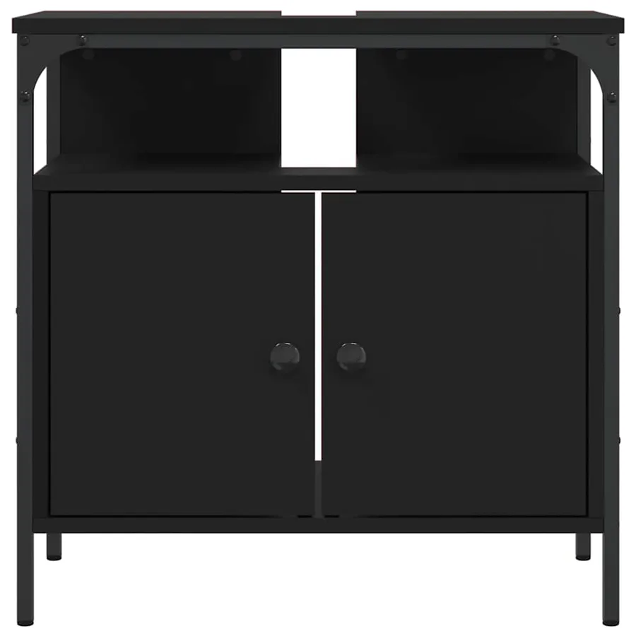 Armoire lavabo de salle de bain noir 60x30x60 cm - 4