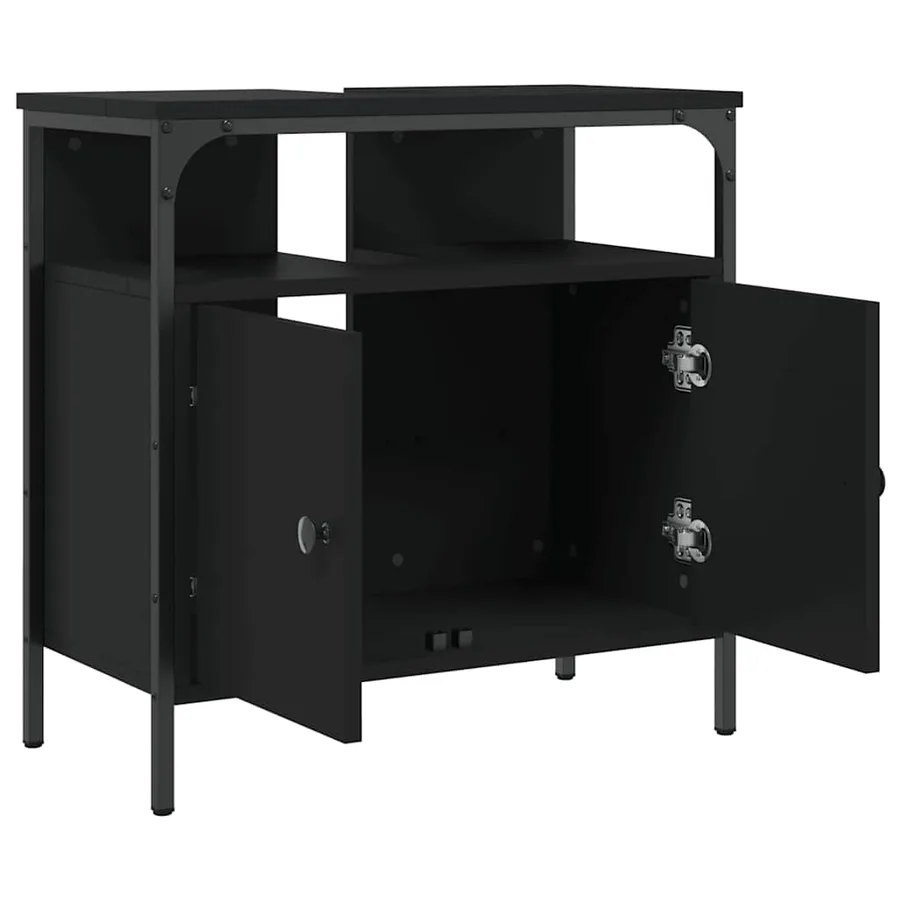 Armoire lavabo de salle de bain noir 60x30x60 cm - 5
