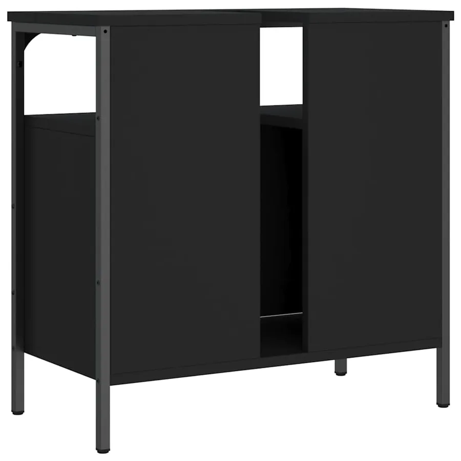 Armoire lavabo de salle de bain noir 60x30x60 cm - 6