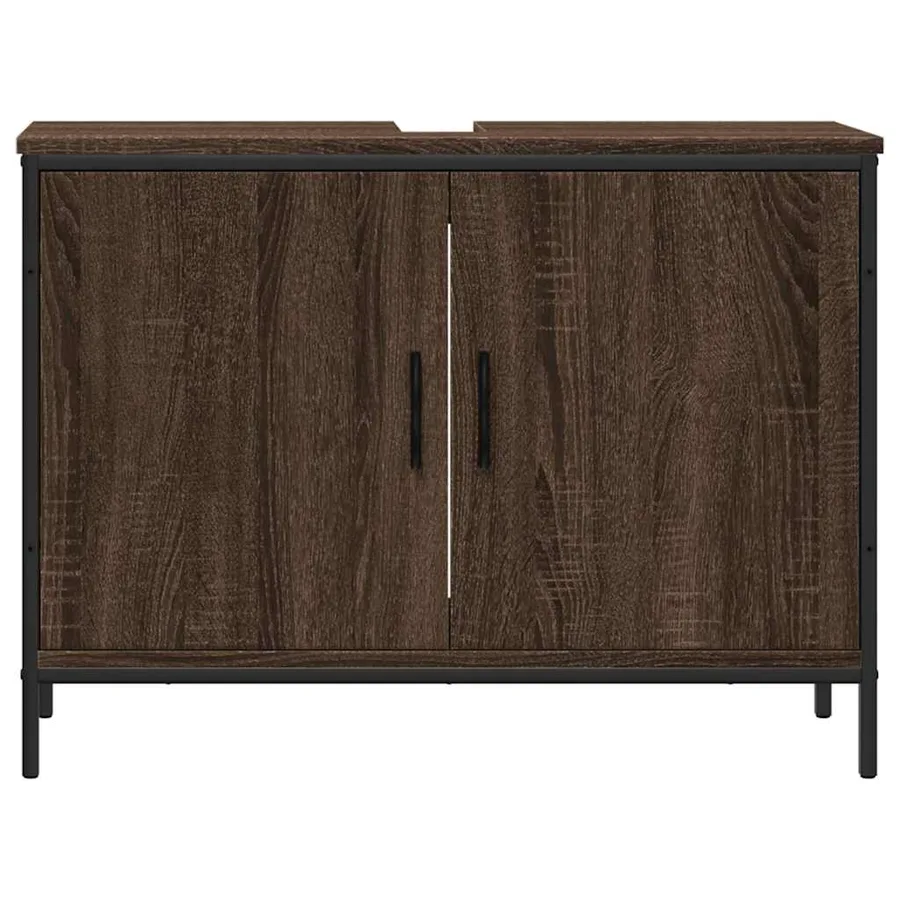 Armoire lavabo de salle de bain chêne marron 80x30x60 cm - 4