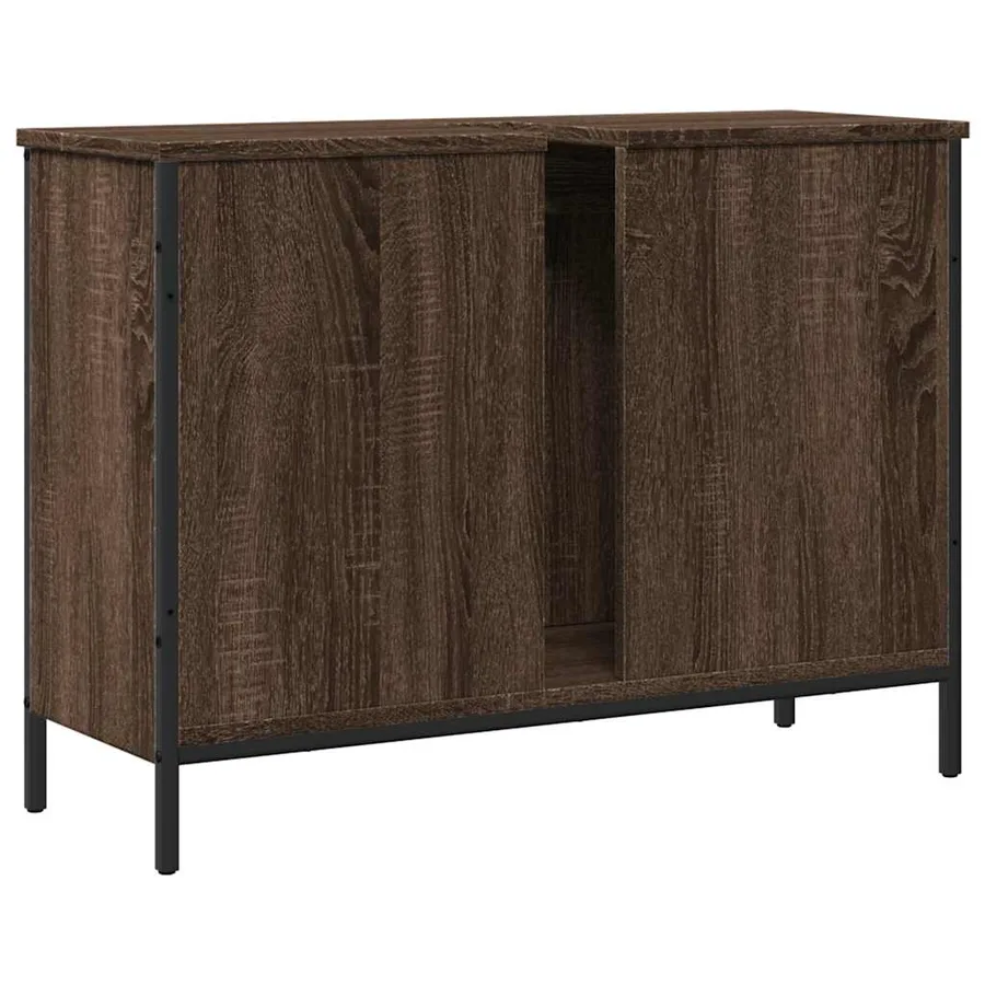 Armoire lavabo de salle de bain chêne marron 80x30x60 cm - 6