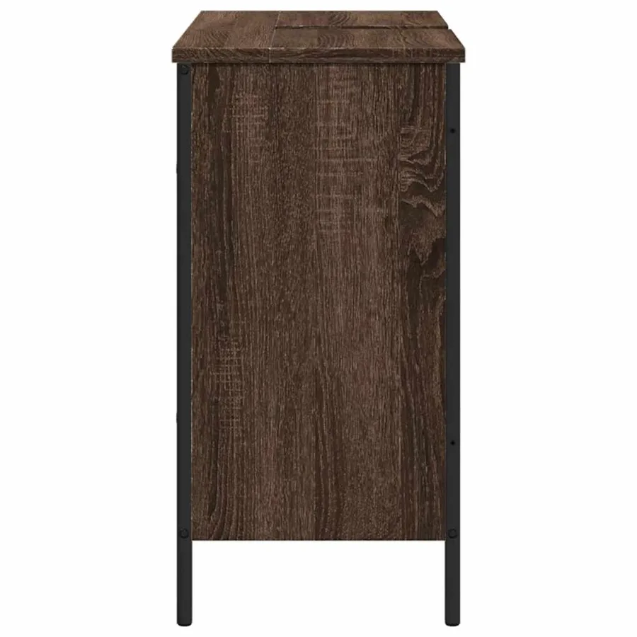 Armoire lavabo de salle de bain chêne marron 80x30x60 cm - 7
