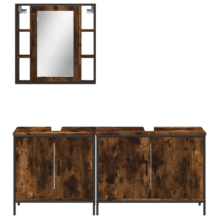 Ensemble d'armoires de salle de bain 3 pcs chêne fumé - 6