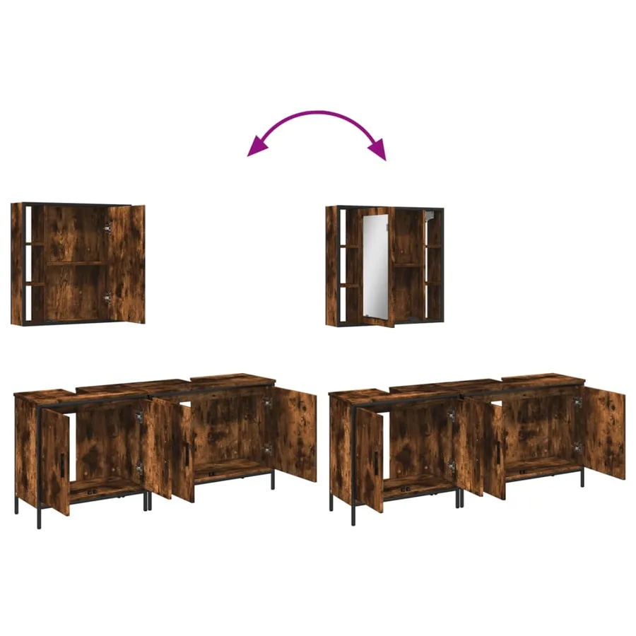 Ensemble d'armoires de salle de bain 3 pcs chêne fumé - 9