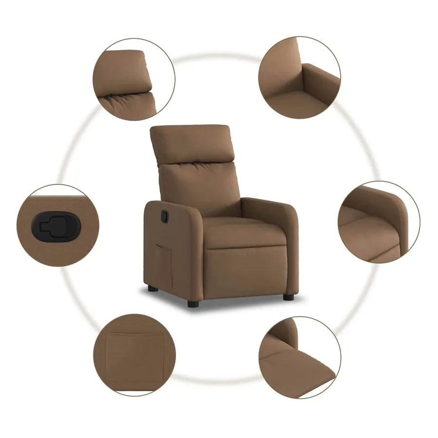 Fauteuil inclinable Marron Tissu - 5