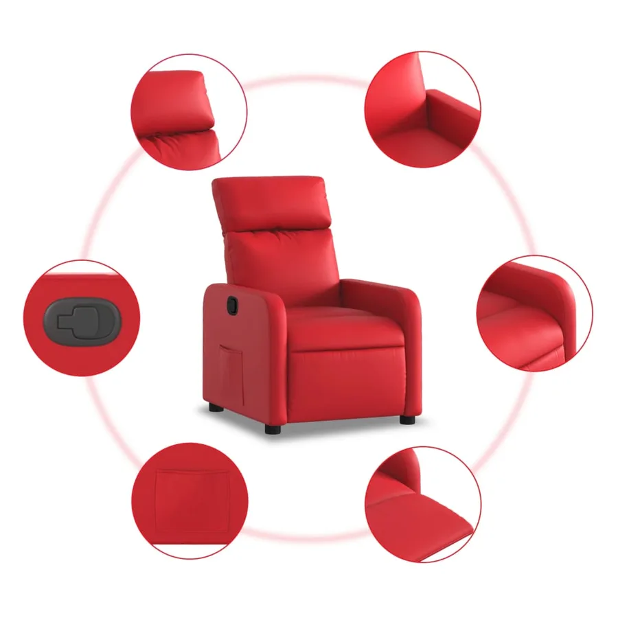 Fauteuil inclinable Rouge Similicuir - 5