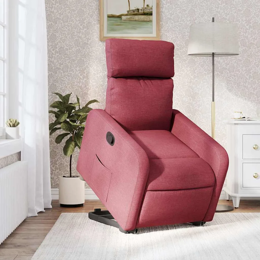Fauteuil inclinable rouge bordeaux tissu - 15