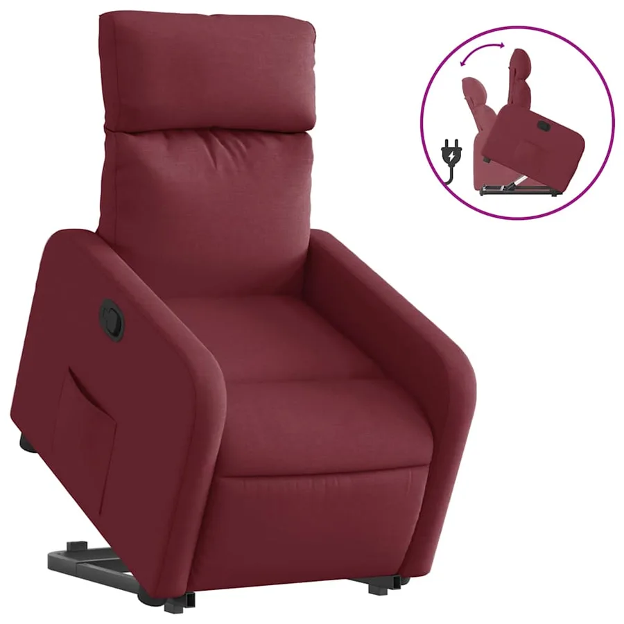 Fauteuil inclinable rouge bordeaux tissu - 2
