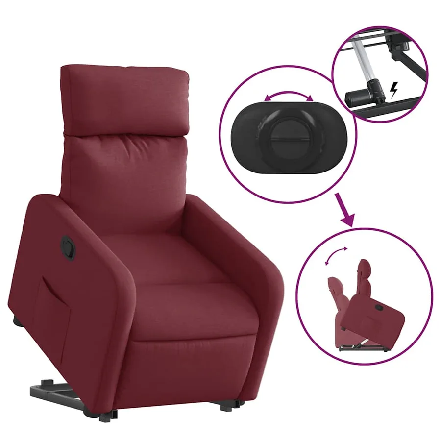 Fauteuil inclinable rouge bordeaux tissu - 6