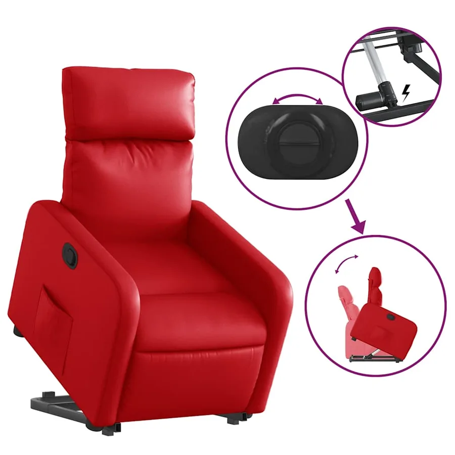 Fauteuil inclinable Rouge Similicuir - 6