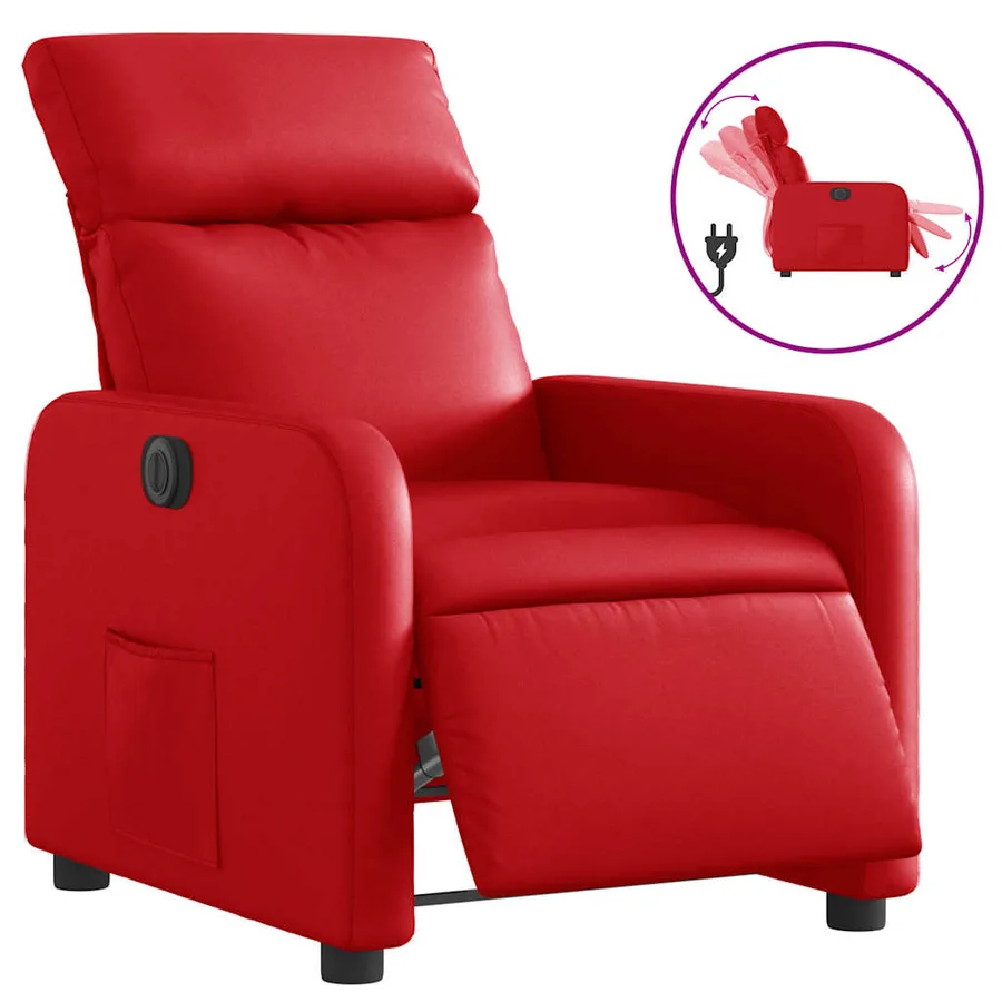 Fauteuil inclinable électrique Rouge Similicuir - 2