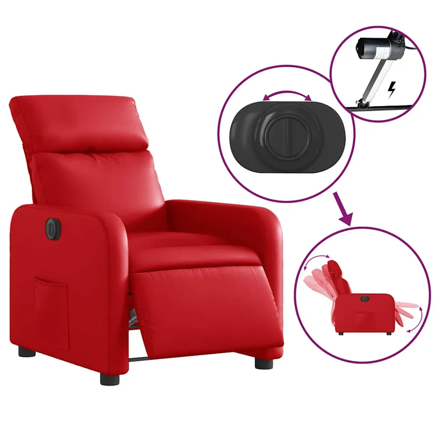 Fauteuil inclinable électrique Rouge Similicuir - 6