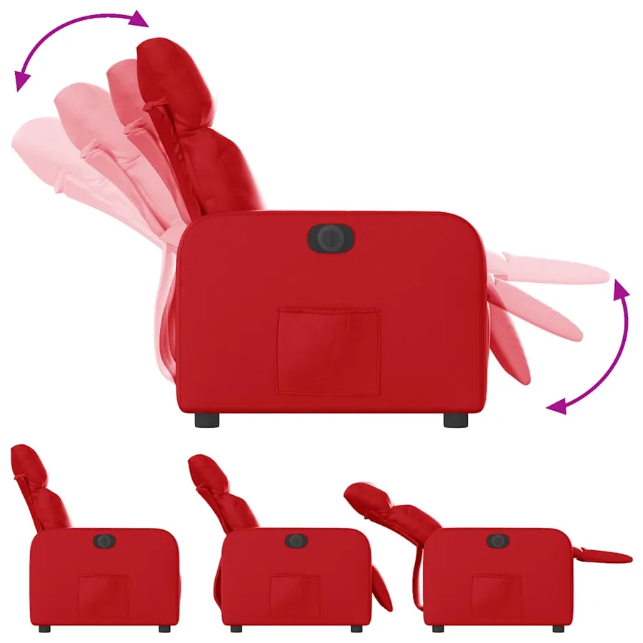 Fauteuil inclinable électrique Rouge Similicuir - 7