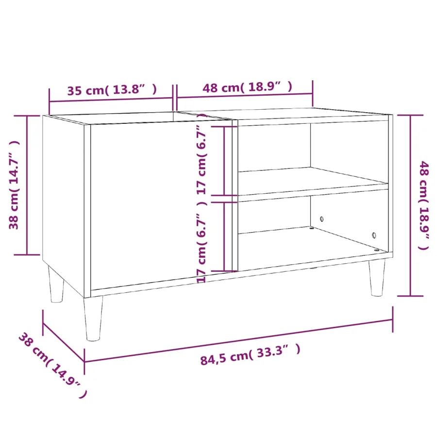 Armoire à disques blanc 84,5x38x48 cm bois d'ingénierie - 8