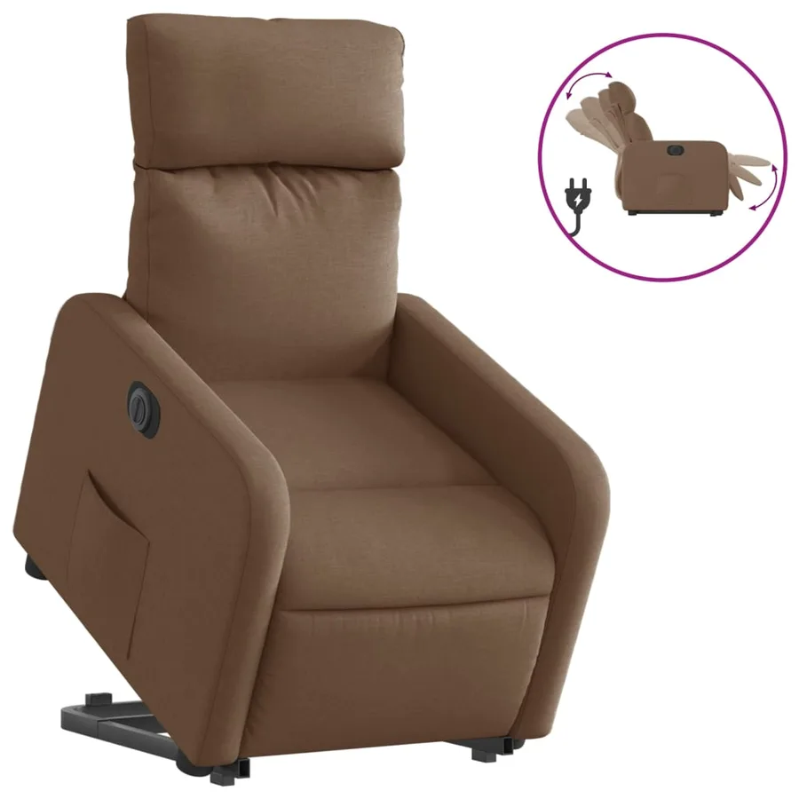 Fauteuil inclinable électrique marron tissu - 2