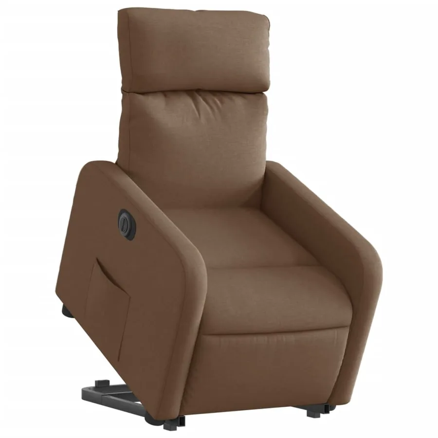 Fauteuil inclinable électrique marron tissu - 3