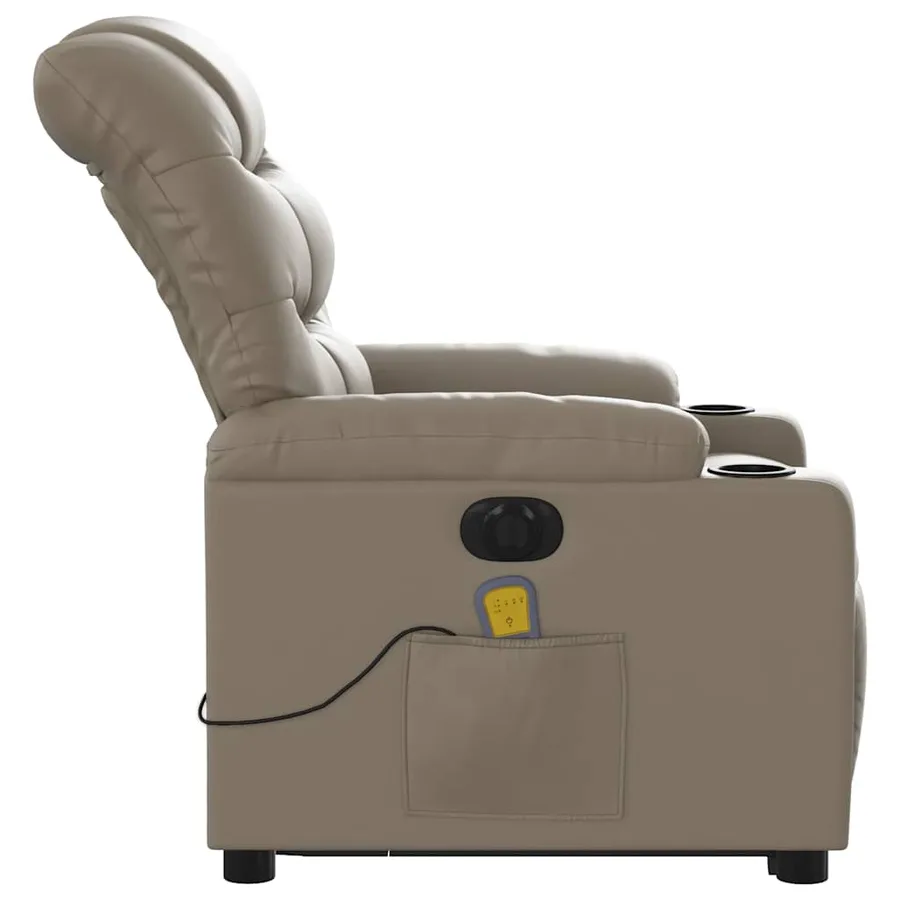 Fauteuil inclinable de massage électrique cappuccino similicuir - 10