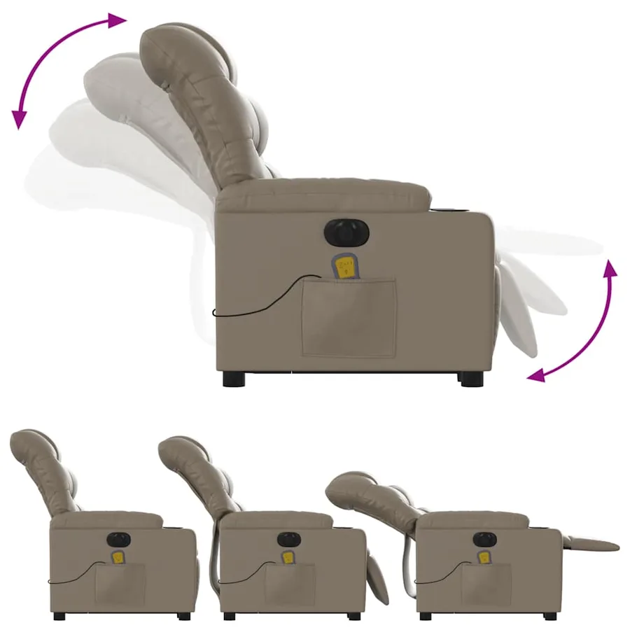 Fauteuil inclinable de massage électrique cappuccino similicuir - 12