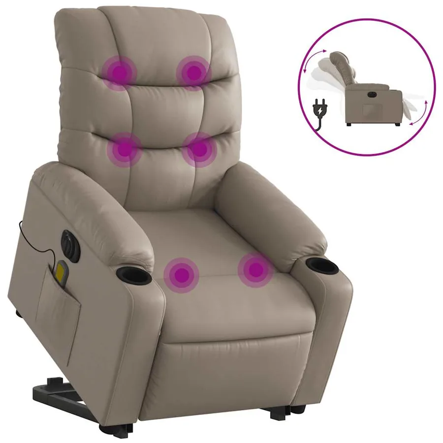 Fauteuil inclinable de massage électrique cappuccino similicuir - 2