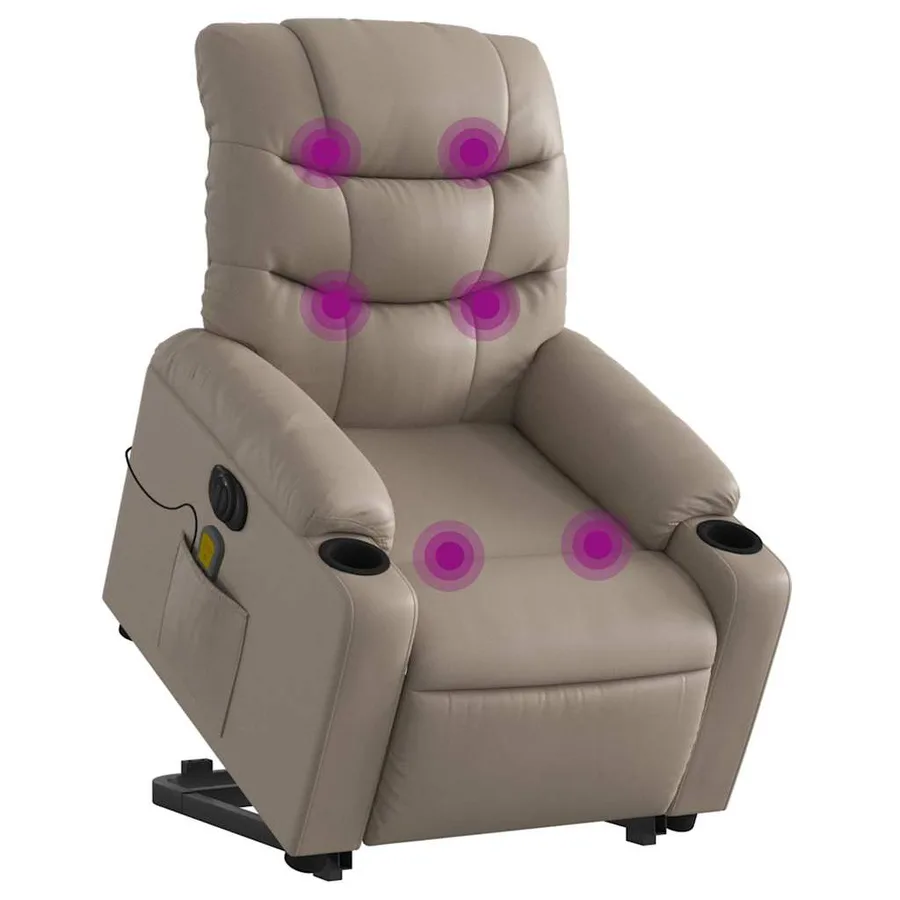 Fauteuil inclinable de massage électrique cappuccino similicuir - 3
