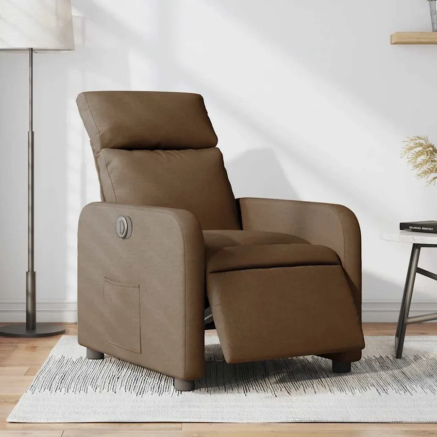 Fauteuil inclinable électrique Marron Tissu