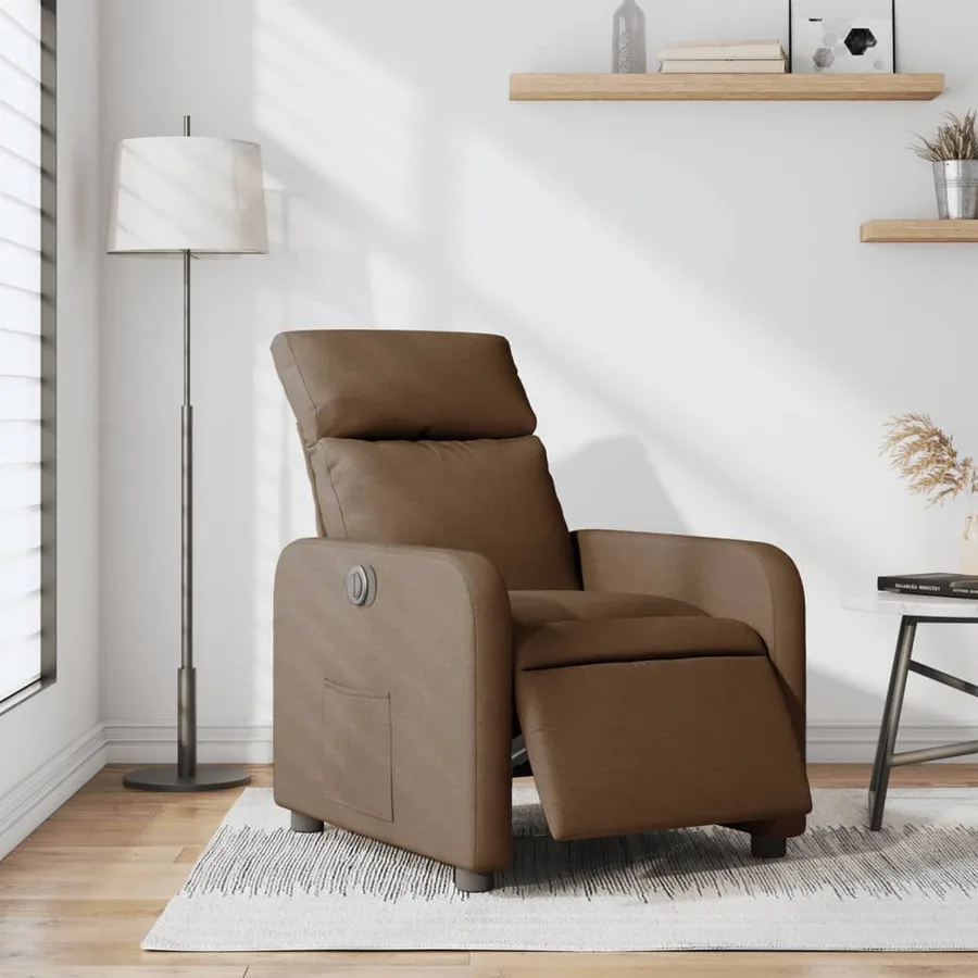 Fauteuil inclinable électrique Marron Tissu - 15