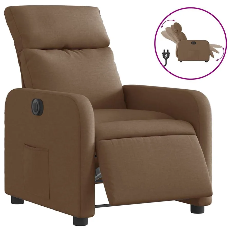 Fauteuil inclinable électrique Marron Tissu - 2