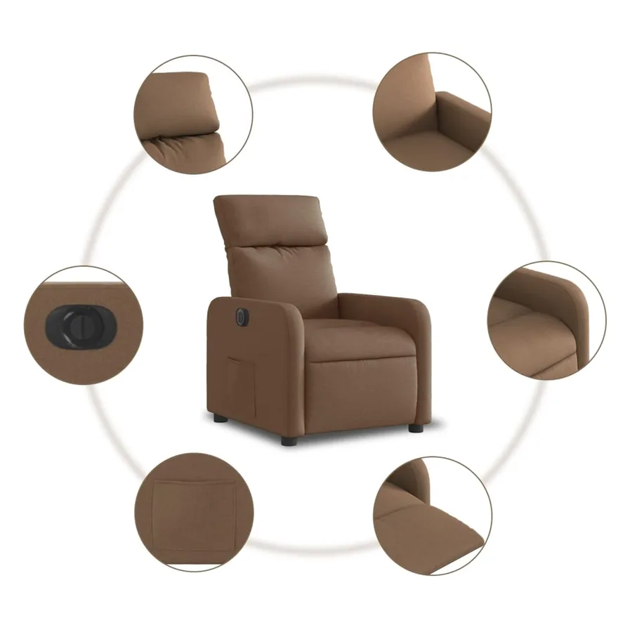 Fauteuil inclinable électrique Marron Tissu - 8
