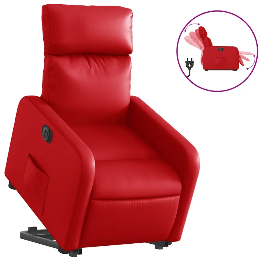 Fauteuil inclinable électrique rouge similicuir - 2