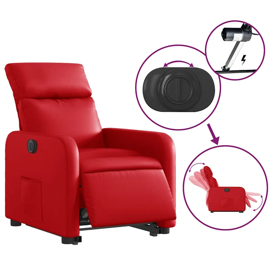 Fauteuil inclinable électrique rouge similicuir - 6