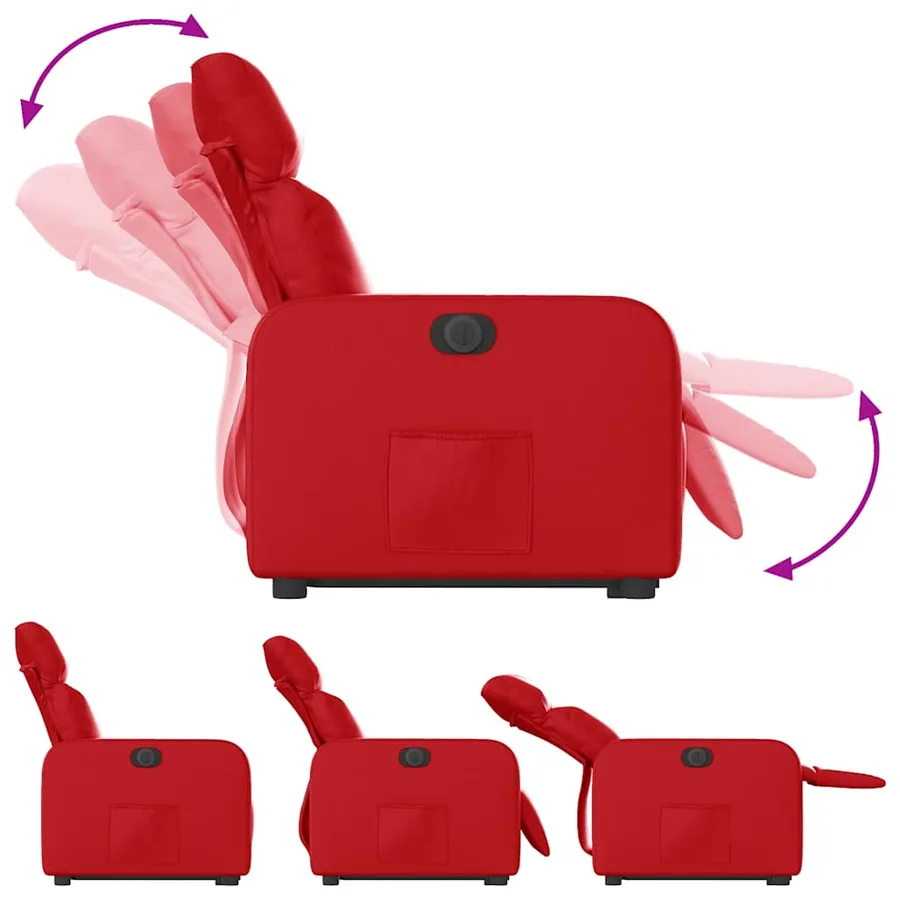 Fauteuil inclinable électrique rouge similicuir - 7