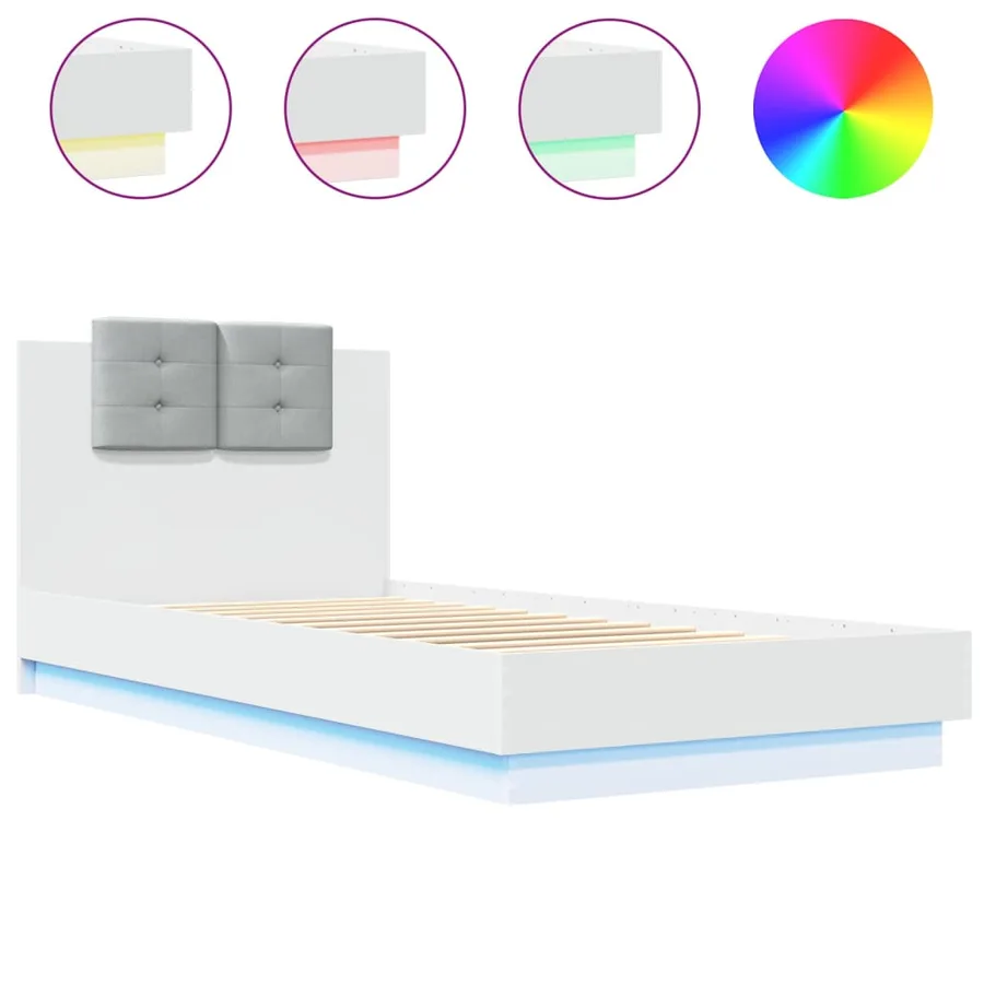 Cadre de lit avec LED sans matelas blanc 90x200 cm - 2
