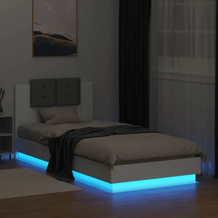 Cadre de lit avec LED sans matelas blanc 90x200 cm - 4