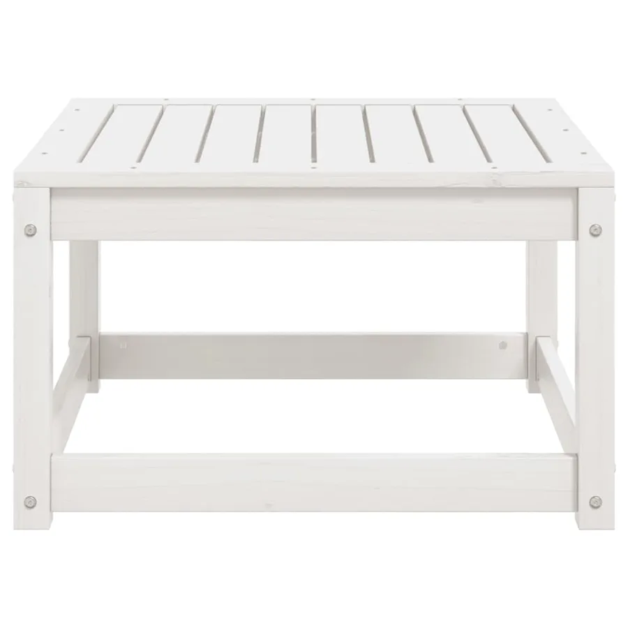 Repose-pied de jardin blanc bois de pin massif - 5
