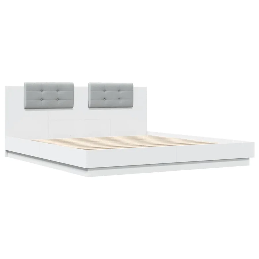 Cadre de lit avec LED sans matelas blanc 200x200 cm - 3