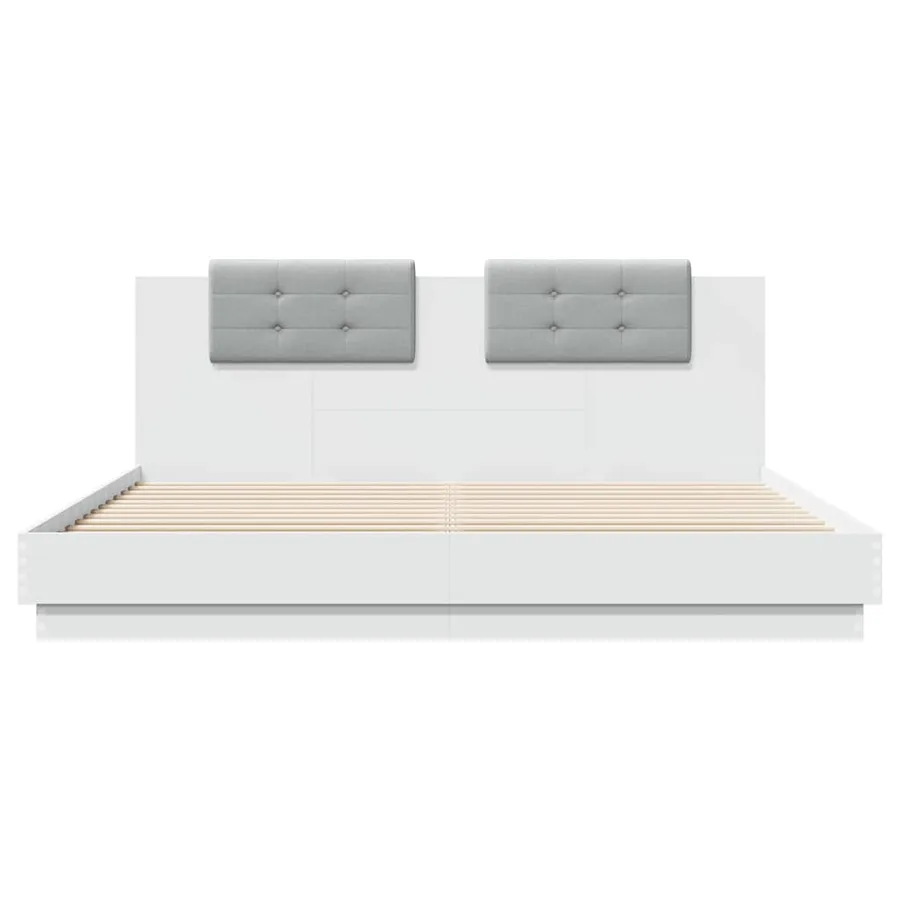 Cadre de lit avec LED sans matelas blanc 200x200 cm - 6