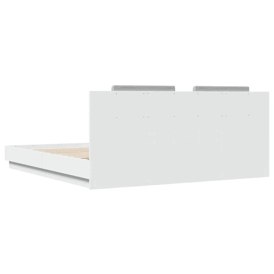 Cadre de lit avec LED sans matelas blanc 200x200 cm - 8