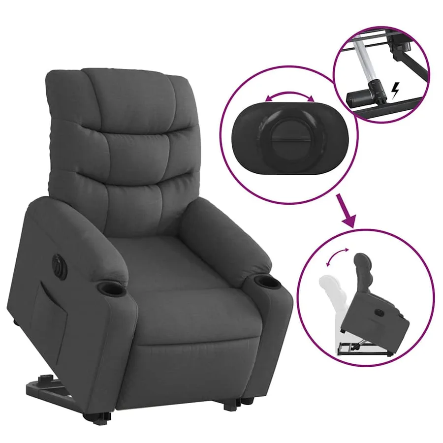 Fauteuil inclinable électrique gris foncé tissu - 11