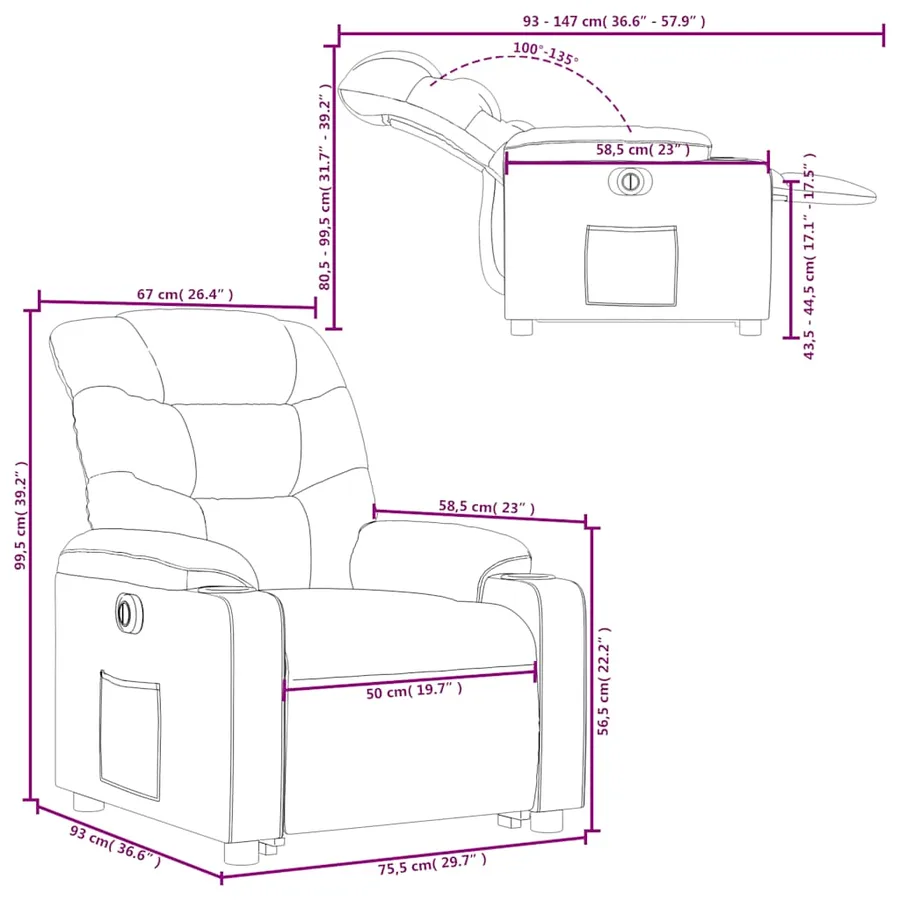 Fauteuil inclinable électrique gris foncé tissu - 17