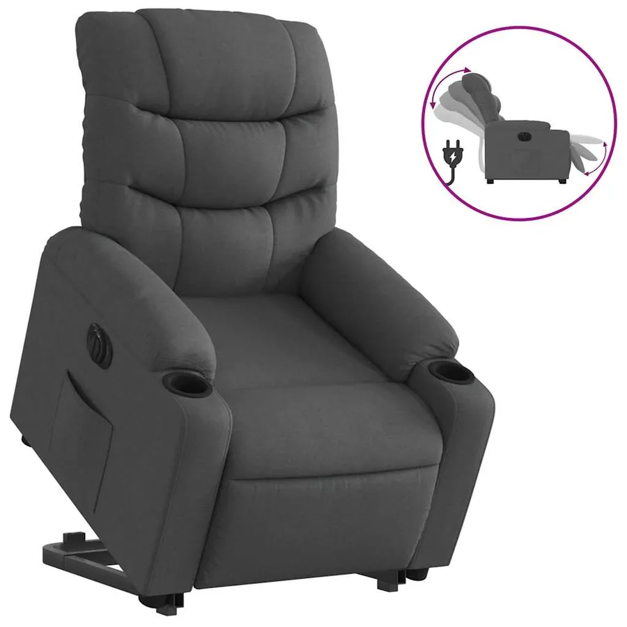 Fauteuil inclinable électrique gris foncé tissu - 2