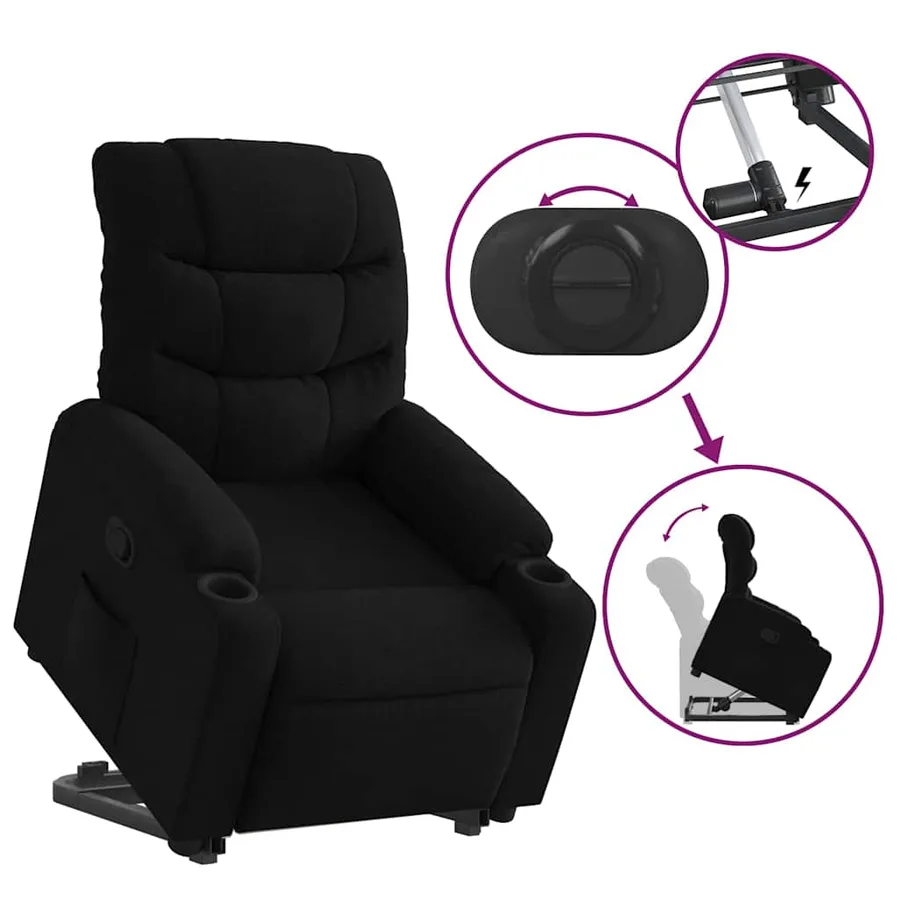 Fauteuil inclinable noir tissu - 6