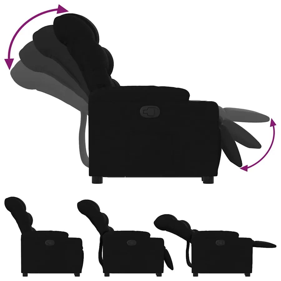 Fauteuil inclinable noir tissu - 7