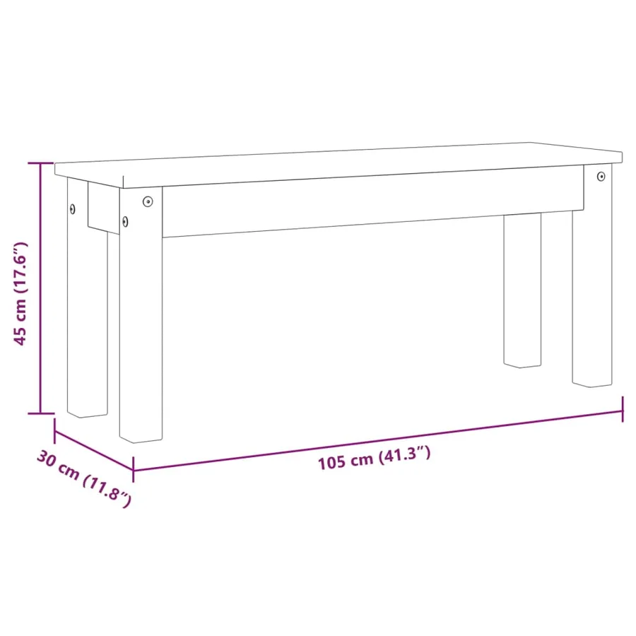 Banc à manger PANAMA 105x30x45 cm bois massif de pin - 8