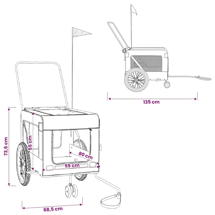 Remorque de vélo pour animaux de compagnie noir - 13