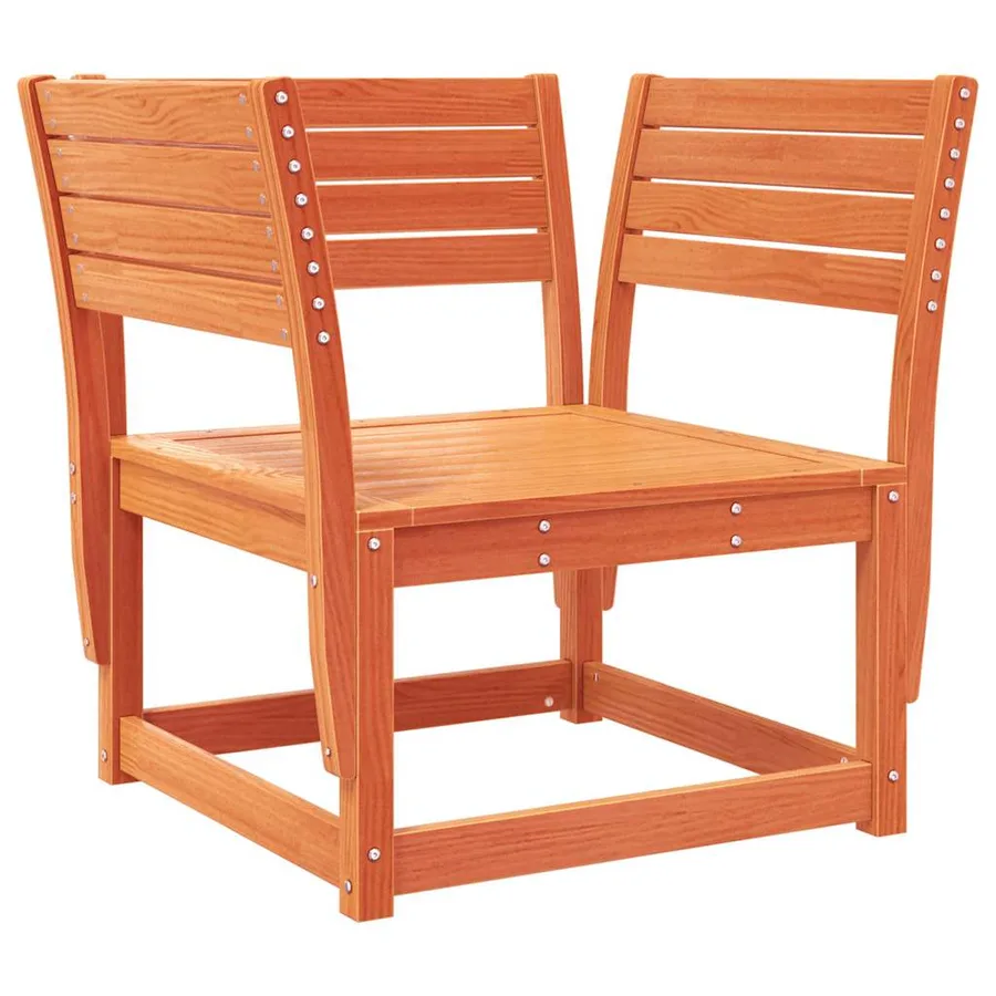 Salon de jardin 5 pcs cire marron bois de pin massif - 3