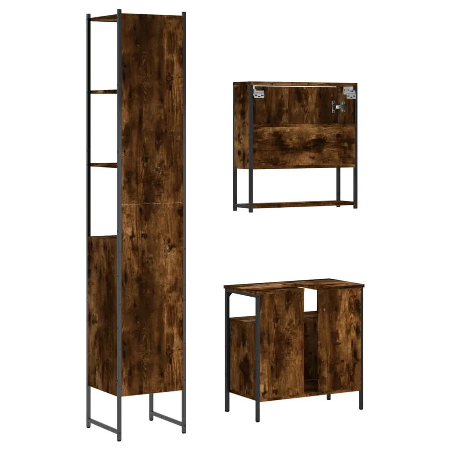 Ensemble de meubles de salle de bain 3 pcs Chêne fumé - 8