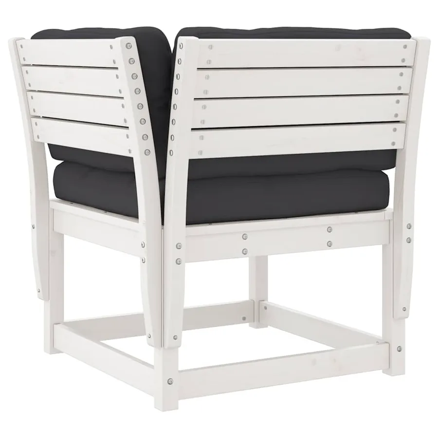 Salon de jardin 5 pcs avec coussins blanc bois massif de pin - 5